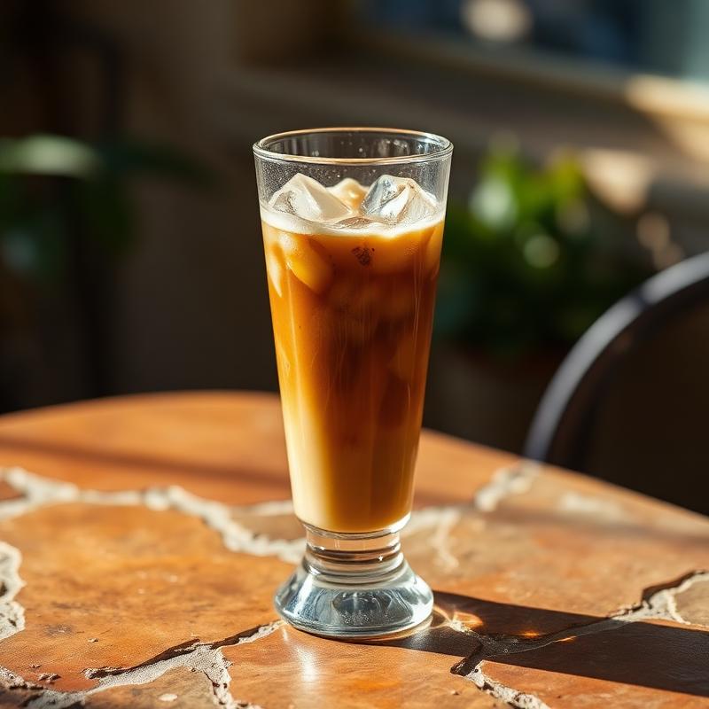 Vaso alto de café filtrado con hielo
