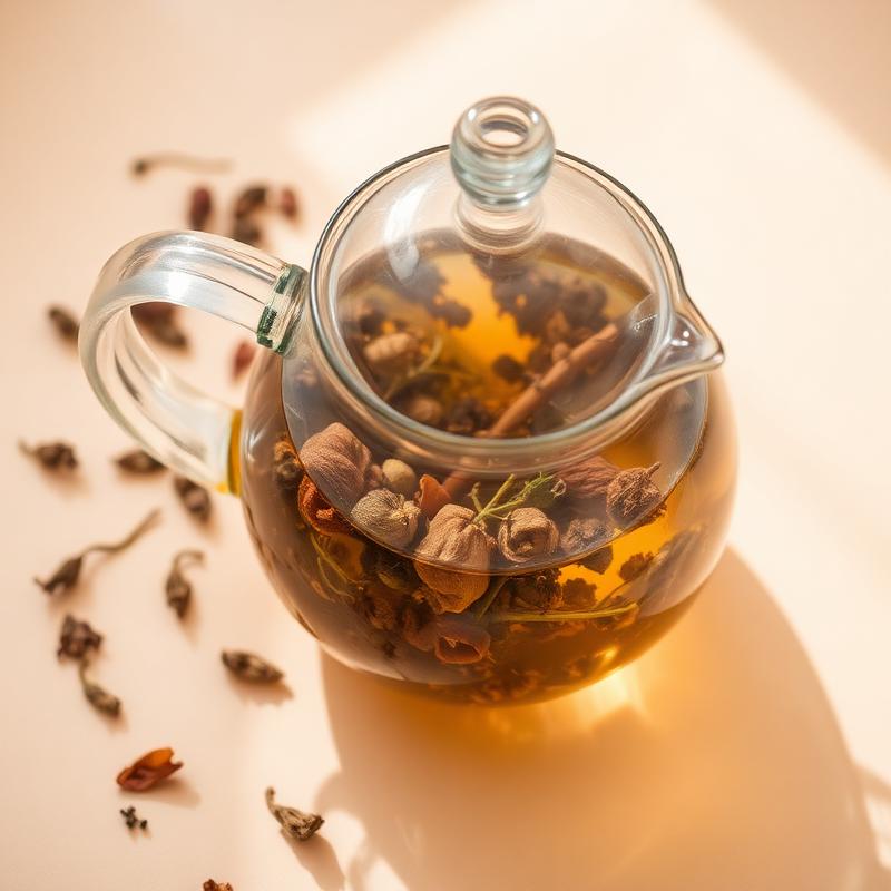 Tetera de vidrio con una infusión de hierbas